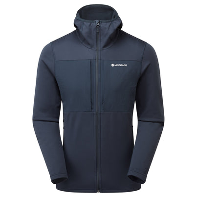 Eclipse Blue Montane Men's Fury XT Hooded Fleece Jacket Front MFRXHECL