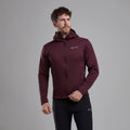 Dark Garnet Montane Men's Fury Lite Hooded Fleece Jacket Model Front MFULHDGA