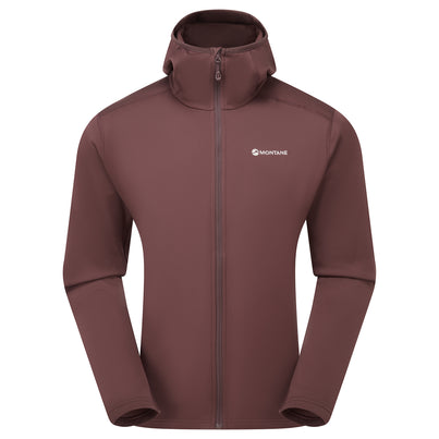 Dark Garnet Montane Men's Fury Lite Hooded Fleece Jacket Front MFULHDGA