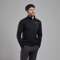 Black Montane Men's Fury XT Fleece Pull-On Model Front MFXPOBLA