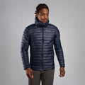 Eclipse Blue Montane Men's Icarus Lite Hooded Jacket Model Front MICLHECL