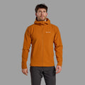 Amber Montane Men's Khamsin Hooded Softshell Jacket Model Front MKHAHAMB