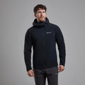 Black Montane Men's Khamsin Hooded Softshell Jacket Model Front MKHAHBLA