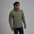 Caper Montane Men's Khamsin Hooded Softshell Jacket Model Front MKHAHCAP