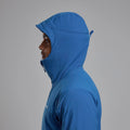Neptune Blue Montane Men's Khamsin Hooded Softshell Jacket Model 3 MKHAHNEP