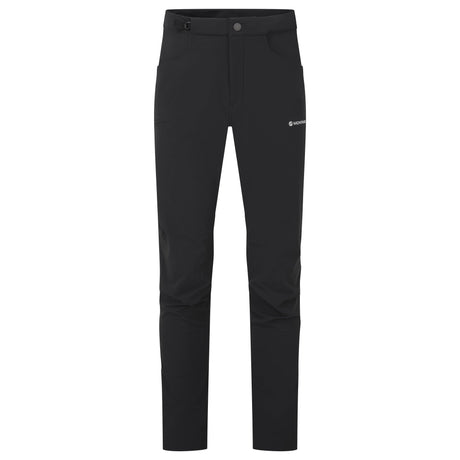 Black Montane Men's Mossa Softshell Pants Front MMOPRBLA