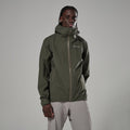 Moss Montane Men's Norste Waterproof Jacket Model Front MNOJAMOS