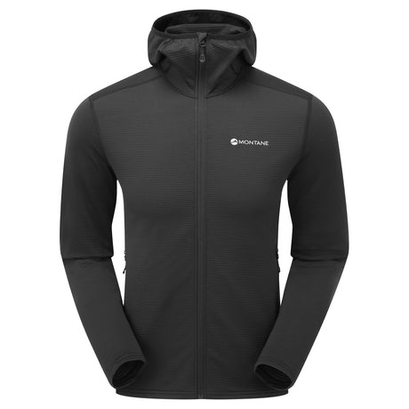 Black Montane Men's Protium Lite Hooded Fleece Jacket Front MPOLHBLA