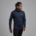 Eclipse Blue Montane Men's Protium Hooded Fleece Jacket Model Front MPRHOECL