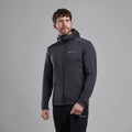 Midnight Grey Montane Men's Protium Hooded Fleece Jacket Model Front MPRHOMNG