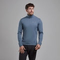 Stone Blue Montane Protium Fleece Pull-On Jacket Model Front MPRPOSTB