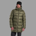 Caper Montane Men's Polaron XT Hooded Down Jacket Model Front MPXTHCAP