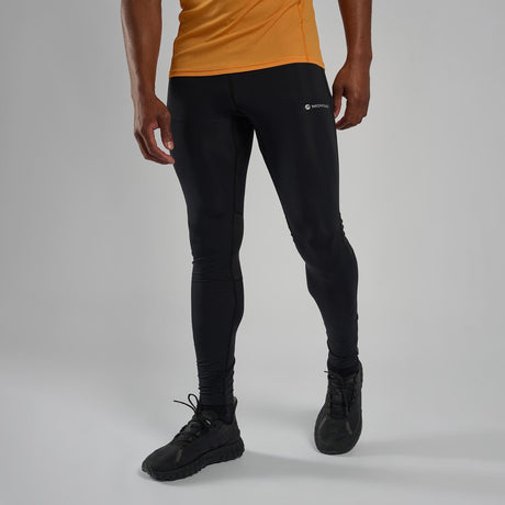 Black Montane Men's Slipstream Trail Running Tights Front MSTTRBLA