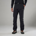 Black Montane Men's Tenacity Softshell Pants Model Front MTCPRBLA