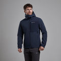 Eclipse Blue Montane Men's Tenacity XT Hooded Softshell Jacket Model Front MTEXHECL