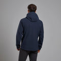 Eclipse Blue Montane Men's Tenacity XT Hooded Softshell Jacket Model Back MTEXHECL
