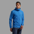 Neptune Blue Montane Men's Tenacity Nano Hooded Softshell Jacket Model Front MTNNHNEP