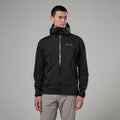 Black Montane Men's Vortic Waterproof Jacket Model Front MVORJBLA