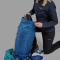Neptune Blue Montane Valen 40+5L Backpack Model Front PVA40NEP