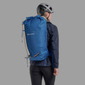 Neptune Blue Montane Valen 40+5L Backpack Model Front PVA40NEP